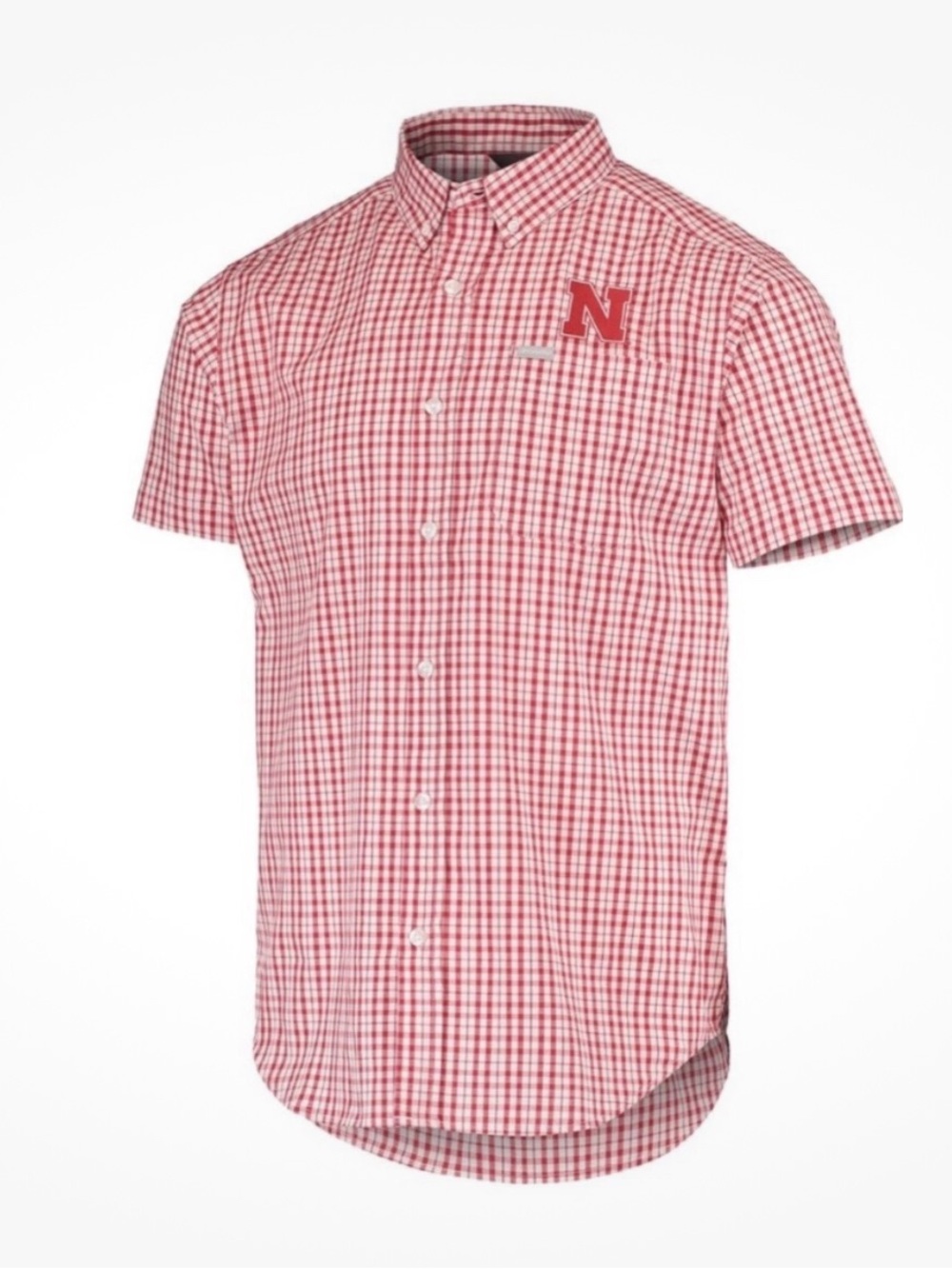 Columbia Mens Plaid Short-Sleeve Red  Button-Down Shirt Nebraska Cornhuskers